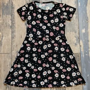 Sophia & Lily Girls Knee Length Floral Dress Sz 10/12 Short Sleeve Soft Stretchy